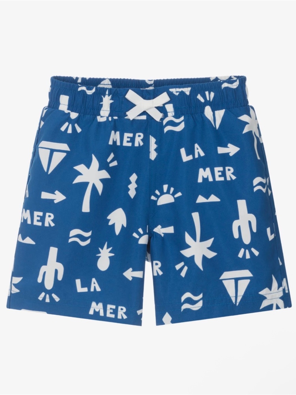 Petit Bateau Boys La Mer Blue & White Printed Swim Shorts - Size 6Y